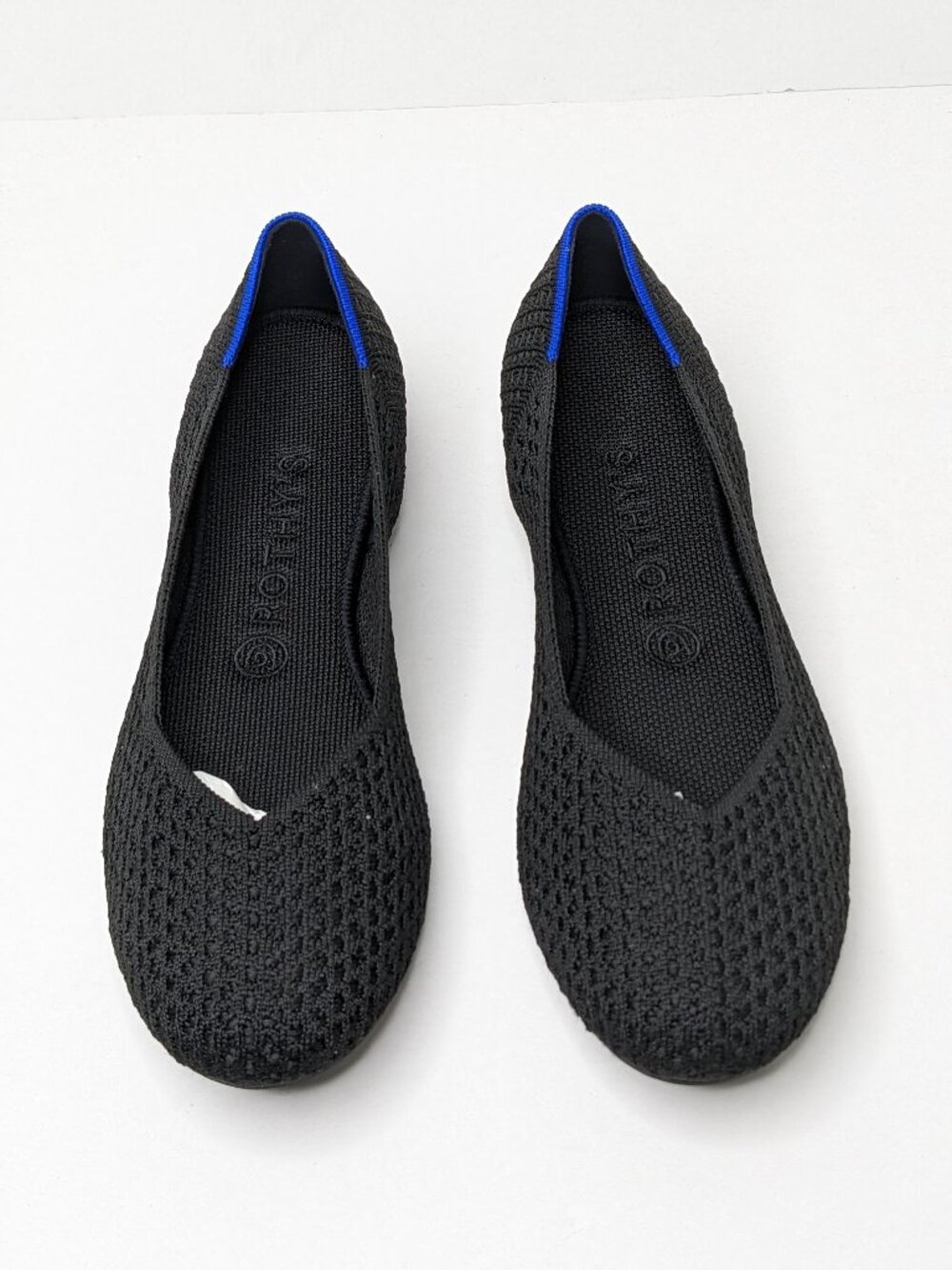Rothy's The Flat Round Toe Slip-On Ballet Flats Black Honeycomb Womens 9